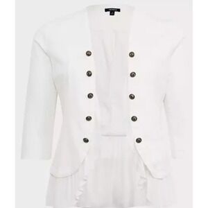 TORRID Foxglove White Twill Peplum Military Jacket Size 1X‎ (14 16)